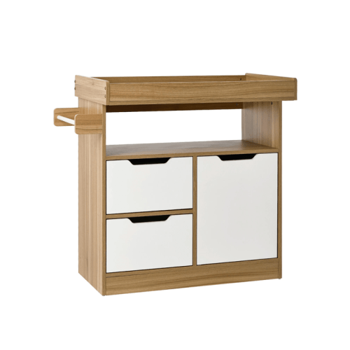 Oikiture Baby Changing Table Change Nursery Storage Drawers Shelves Cabinet - Natural