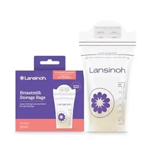 Lansinoh Breastmilk Storage Bags, 100 Count, Baby Essentials, Fast Freeze & Thaw Breast Milk Bags for Baby Bottle Feeding, Superior Strength & Stretch, 6 Ounce