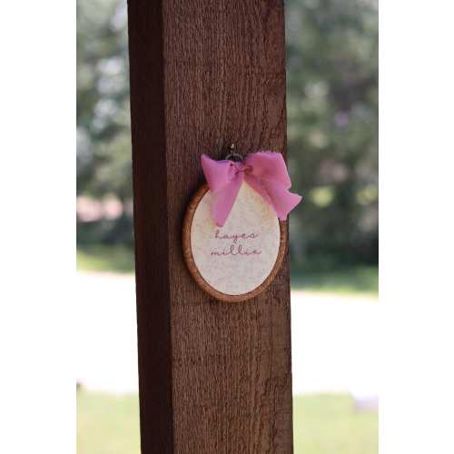 Hand Embroidered Name Hoop: Mauve Vines, Nursery Decor, Baby Announcement