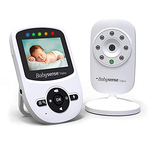 Babysense Baby Monitor with Camera and Audio, Video Baby Monitor with Night Light, Baby Sound Machine with White Noise & Lullabies, Secure No WiFi