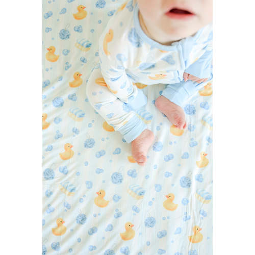 Convertible Zip Romper in Bubble Duckies Blue | Caden Lane