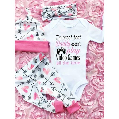 Easisim Newborn Infant Baby Girl Long Sleeve Romper Jumpsuit + Pants + Headband + Hat 4PCS Spring Casual Clothes Outfits | SHEIN USA