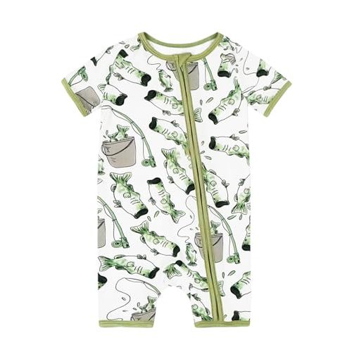 MOSSRIVER Bamboo Viscose Baby Romper Short Sleeve One Piece Footless Jumpsuit with Zipper Boys Girls Outfits