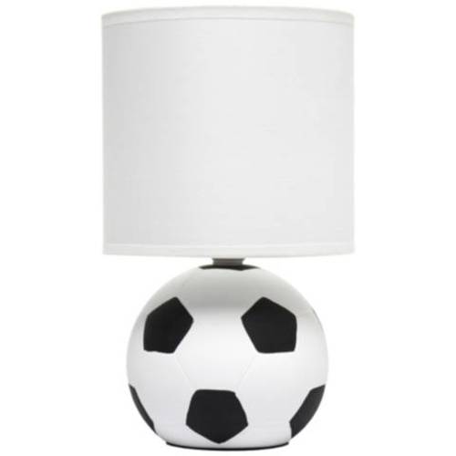 10.7" Mini Soccer Table Lamp for Kids Room, Mancave, White and Black