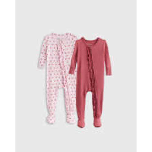 Bamboo Ruffle Tight Fit Footie Pajamas 2-Pack