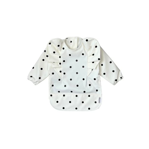 Classic Low-Pocket Ruffle Long Sleeve Bib Smock