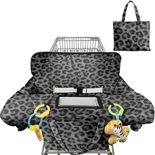 Shopping Cart Cover for Baby 2-in-1 High Chair Cover with Safety Harness Multifunctional Grey Pattern Cart Covers for Babies Soft Padded Grocery Cart Cover for Baby Boy Girl