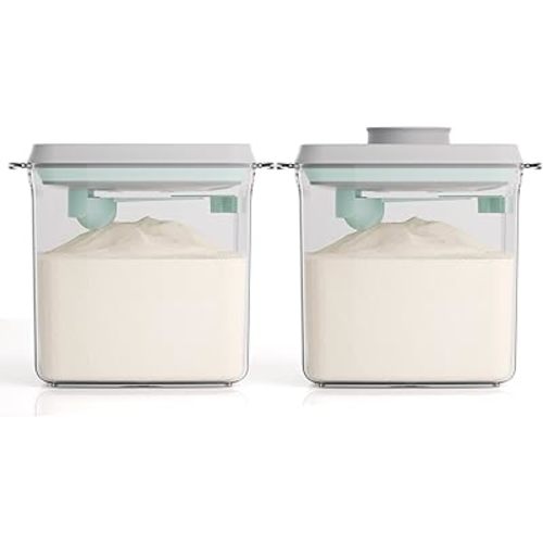 Formula Container to Go - 2 Pack 1700ml Pop Top Milk Powder Container, BPA-Free Airtight Formula Dispenser with Scoop and Scraper, 21OZ, 1.32LB, 600g, Clear