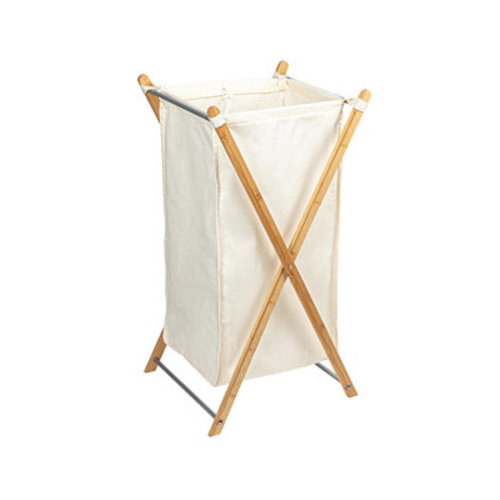 X-Frame Bamboo Hamper, Washable Liner, Natural.