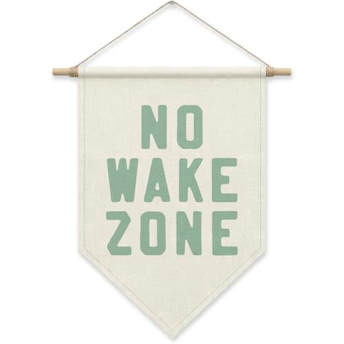 SHIEL-EVEN No Wake Zone Sign Wall Decor, Surfer Girl Boys Poster Hanger Banner, Surf Beach Coastal Nautical Wall Art for Playroom Nursery Home Bedroom Living Room