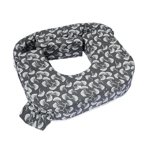 My Brest Friend Twin Nursing Pillow - Enhanced Comfort with Slipcover - Ergonomic Breastfeeding Pillow for Ultimate Support - Adjustable Nursing Pillow with Handy Side Pocket, Grey/Wht Flwg Fans
