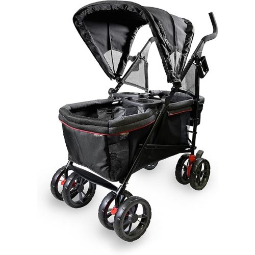 Summer Infant 3Dlite Wagon Convenience Stroller - Lightweight Stroller Wagon for Infants and Toddlers, Red and Black
