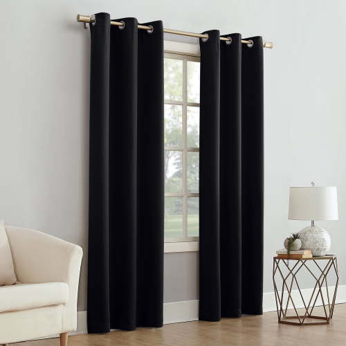 Mainstays Grommet Top Blackout Curtain Panel, 1 Panel, Black, 40" W x 63" L