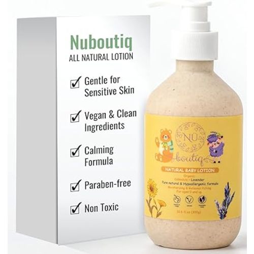 Organic Vegan Baby Lotion – Calendula & Lavender for Gentle Moisturizing Sleep-Time Moisture, Newborns & All Skin Types Eco-Friendly Biodegradable Bottle - 10.6 Fl Oz