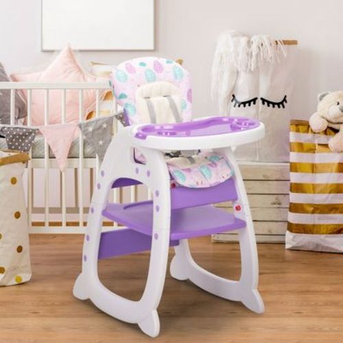 Sandinrayli 3-in-1 Convertible Toddler High Chair with Feeding Tray, Baby Booster Seat and Kids Table Set, Green