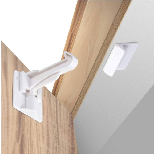 Upgraded Invisible Baby Proofing Cabinet Latch Locks (10 Pack) - No Drilling or Tools Required for Installation, Works with Most Cabinets and Drawers, Works with Countertop Overhangs, Highly Secure