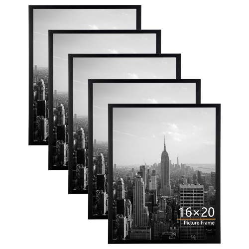 KAIWIN 16x20 Picture Frames Set of 5, Gallery Wall Poster Frames, Black