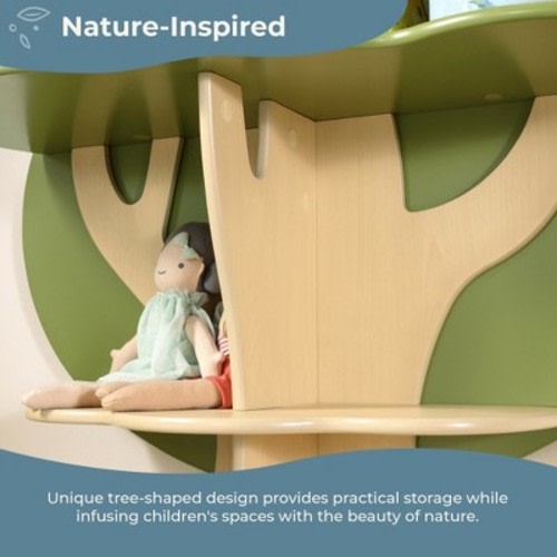Guidecraft Kids Tree Bookshelf: Library Bookcase, Toddler Book Shelf, Green Wood 4 Tier Bookshelf, Nursery Furniture Decor, Bedroom & Playroom Storage