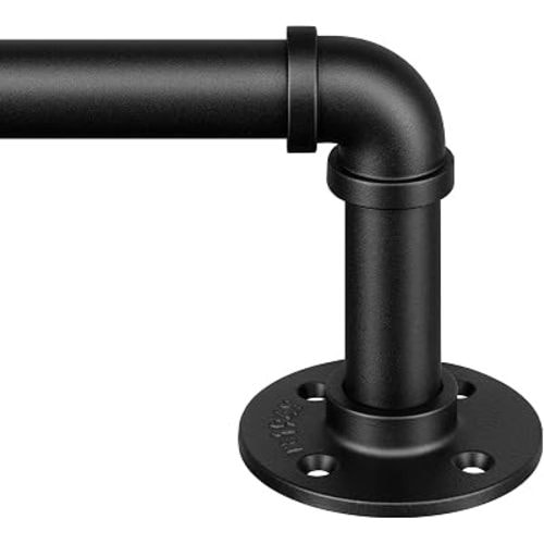 Zeerobee Curtain Rods 32-48 Inch, 1 Inch Industrial Black Curtain Rod