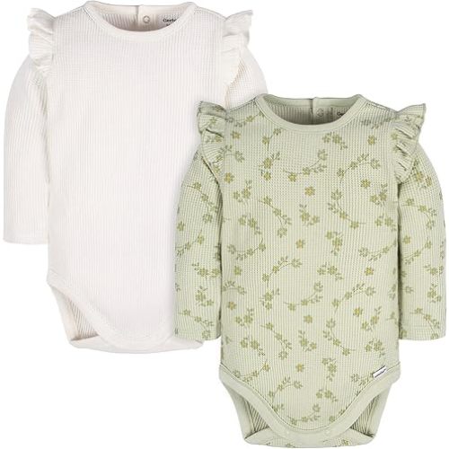 Gerber baby-girls 2-pack Long Ruffle Sleeve Onesies