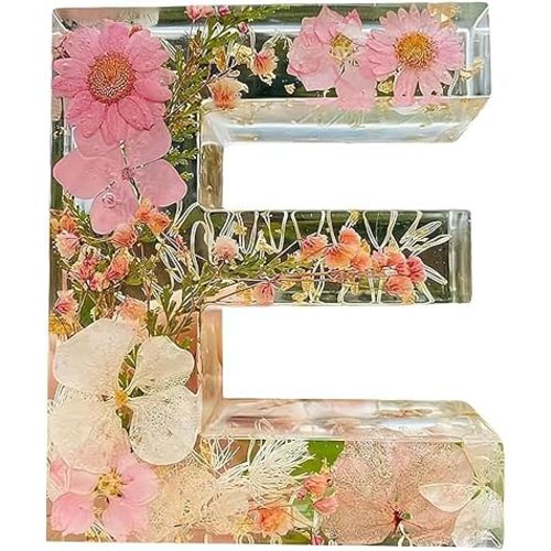 Floral 26 Letters Resin Night Light, Dried Flower LED Light for Mother Wife, Personalized Name Creative Lamp Birthday Party Decor