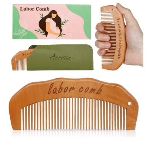 Arrozon Birth Comb for Women Labor, Wooden Labor comb Natural Labor and Delivery Essentials, Birthing Combs Hospital Bag Must Haves for Pregnant Women, Wood Comb Labor Gifts for Moms