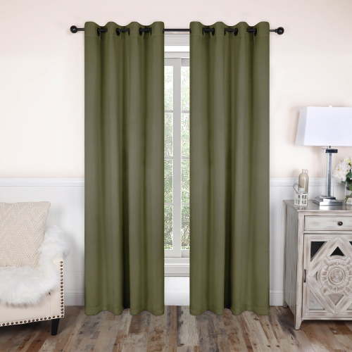 Blackout Curtain Panels, Set of 2, 52" x 63", Olive Green