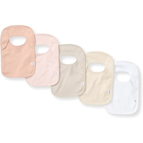 Burt’s Bees Baby Unisex Baby Bibs, Lap-Shoulder Drool Cloths, 100% Organic Cotton with Absorbent Terry Towel Backing Bibs