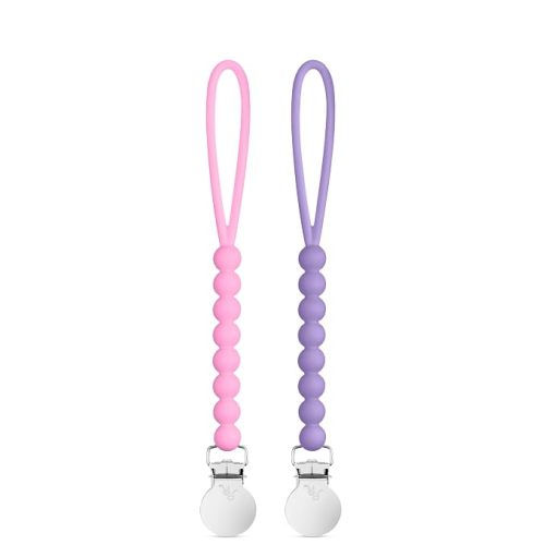 Ryan & Rose Cutie Clip 2 Pack - Pacifier Clip Holder Silicone (Judy-Malibu/Judy-Orchid)