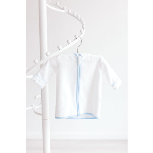 Baby Bathrobe - White with Blue Dots