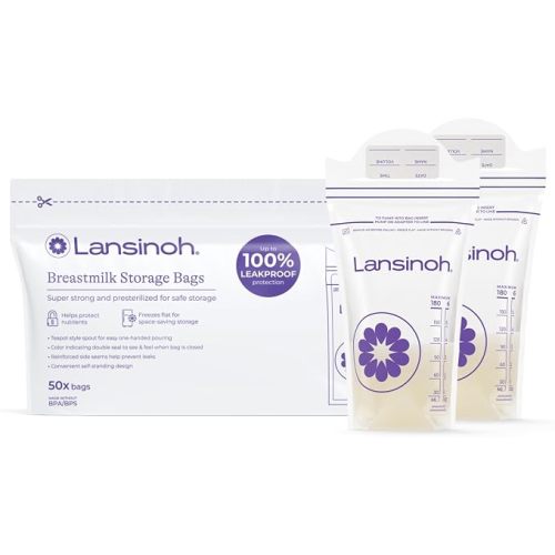 Lansinoh Breastmilk Storage Bags, 6 Ounce, 50 Count