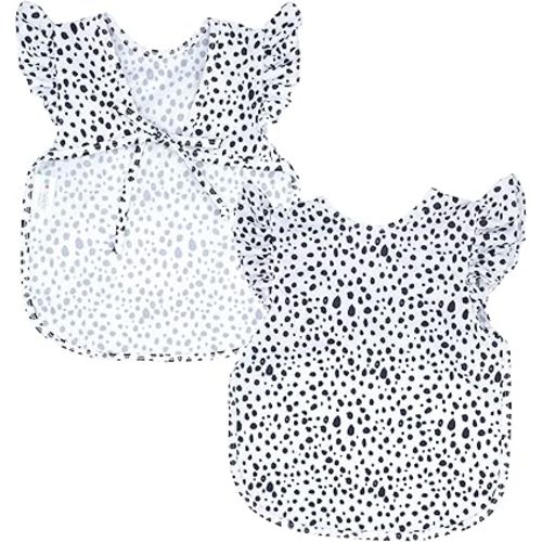 BapronBaby Flutter Organic Dot Bapron - No Neck Tie Safer Bib for Baby & Toddler - Soft Waterproof Stain Resistant - Machine Washable - Sz Baby/Toddler 6m-3T
