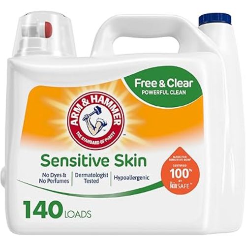 Arm & Hammer Sensitive Skin Free & Clear, 140 Loads Liquid Laundry Detergent, 189 Fl oz