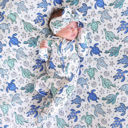 Sea Turtle Splash Knit Large Bow Headwrap