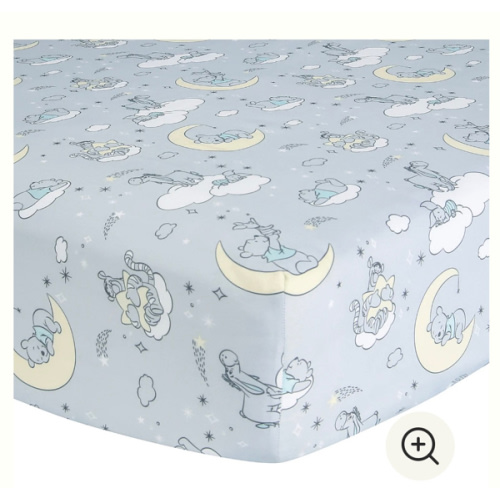 Winnie the Pooh Cozy Friends Gray Fitted Crib Sheet