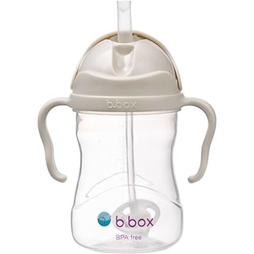b.box Sippy Cup with Weighted Straw, Leak & Spill Proof, Easy Grip, BPA Free, Dishwasher Safe, Sip from Any Angle. Ideal for Babies 6m+ to Toddlers. (Latte, 8oz)