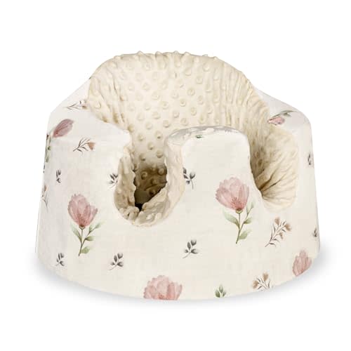 SWESEN Seat Cover Compatible with Bumbo and Nuby Seats, Ultra Soft Minky Bumbo Floor SeatCover, Removable Cover for Baby-Seat, Easy to Install & Remove, Seat Not Included(Floral)