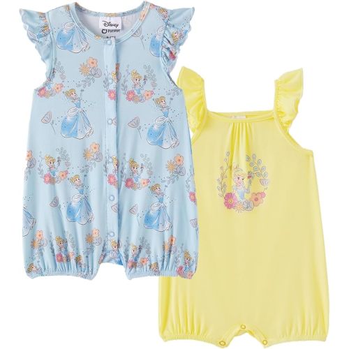 Disney Baby Girls Viscose Made from Bamboo 2 Packs Breathable Bodysuit with Ruffle Sleeves Romper Newborn to Infant