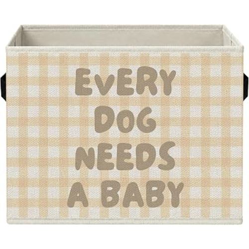 BCUANGD Dog Nursery Storage Bins with Handles, Every Dog Needs a Baby Shower Reveal Foldable Collapsible Storage Basket Organizer for Newborn Boys Girls Room Bedroom Bathroom Books Clothes