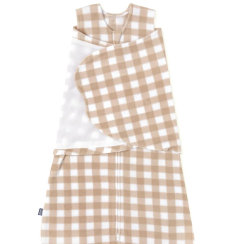 Tan Gingham Micro-Fleece Swaddle Newborn | HALO