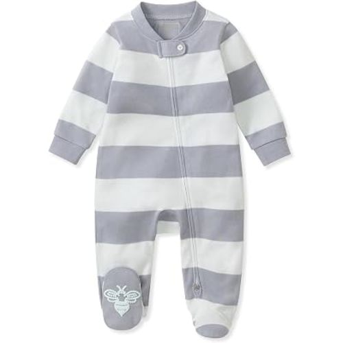 Burt's Bees Baby Boys' Organic Cotton, Sleep and Play Footed Pajamas
