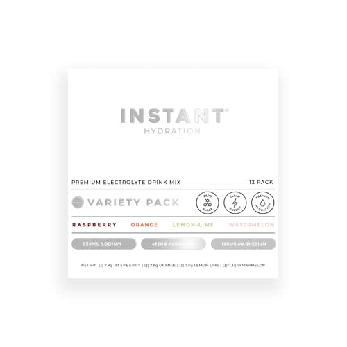 Instant Hydration Electrolytes Powder Packets - Variety Pack - Zero Sugar - Keto, Vegan, Gluten-Free, Non-GMO - Boost Recovery, Brain Function, Muscle & Tissue Health - 12 Sticks