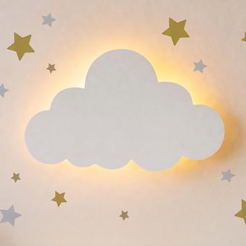 Cloud Night Light for Nursery - Dimmable & Rechargeable Kids Wall Lamp for Bedtime Routines - Crib & Baby Room Decor Night Light - 68Pcs Star Wall Decals Included