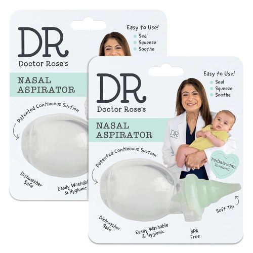 Dr. Rose's Nasal Aspirator for Baby | Pediatrician Patented Dual-Suction Snot Sucker for Baby (Pack of 2, 2, Count)