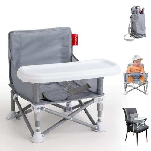 Tiny Marvels Portable 3-in-1 Baby Booster Seat – Cozy Floor Seat, Feeding Seat with Tray, Toddler Booster – Compact, Foldable, Safe with Child Safety Belt Carry Bag – Perfect for Travel & Family Time