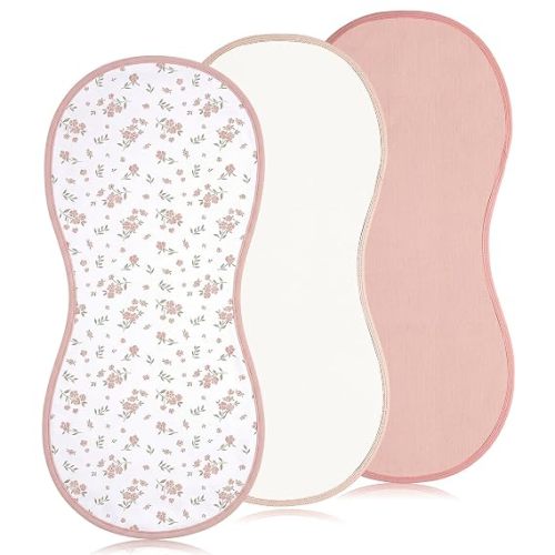 Hahafelt 3 Pcs Changing Pad Liners Compatible with Peanut Changer Waterproof Diaper Mats Organic Cotton Mats are Warm on Baby's Back, Washable Reusable(Pastel Style,Pink)