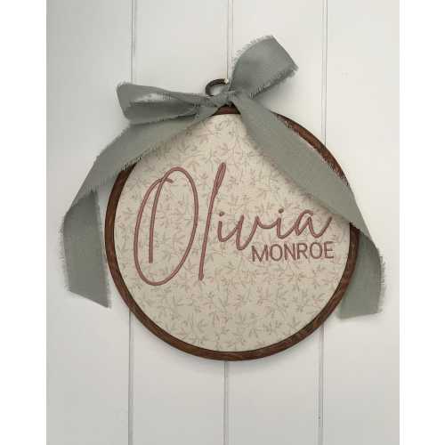6” Custom Embroidered Baby Name Sign- FLORAL print fabric