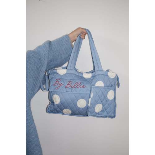 The By Billie baby bag - blue/cream polka dot