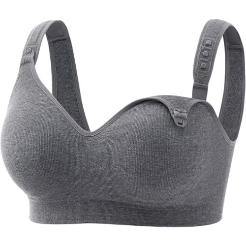 Momcozy Busty U.S. Cotton Nursing Bras for Breastfeeding Maternity Bra Grey