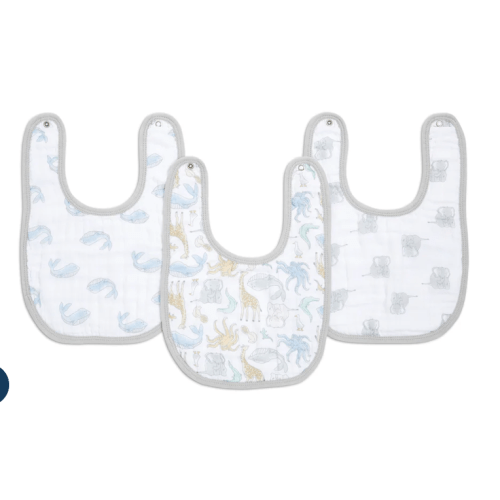 Natural History Cotton Muslin Snap Bib | 3pk | aden + anais